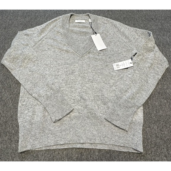 Equipment Femme Sweater Womens XS Heather Grey Madalene V Neck 100% Cashmere New - Picture 1 of 11